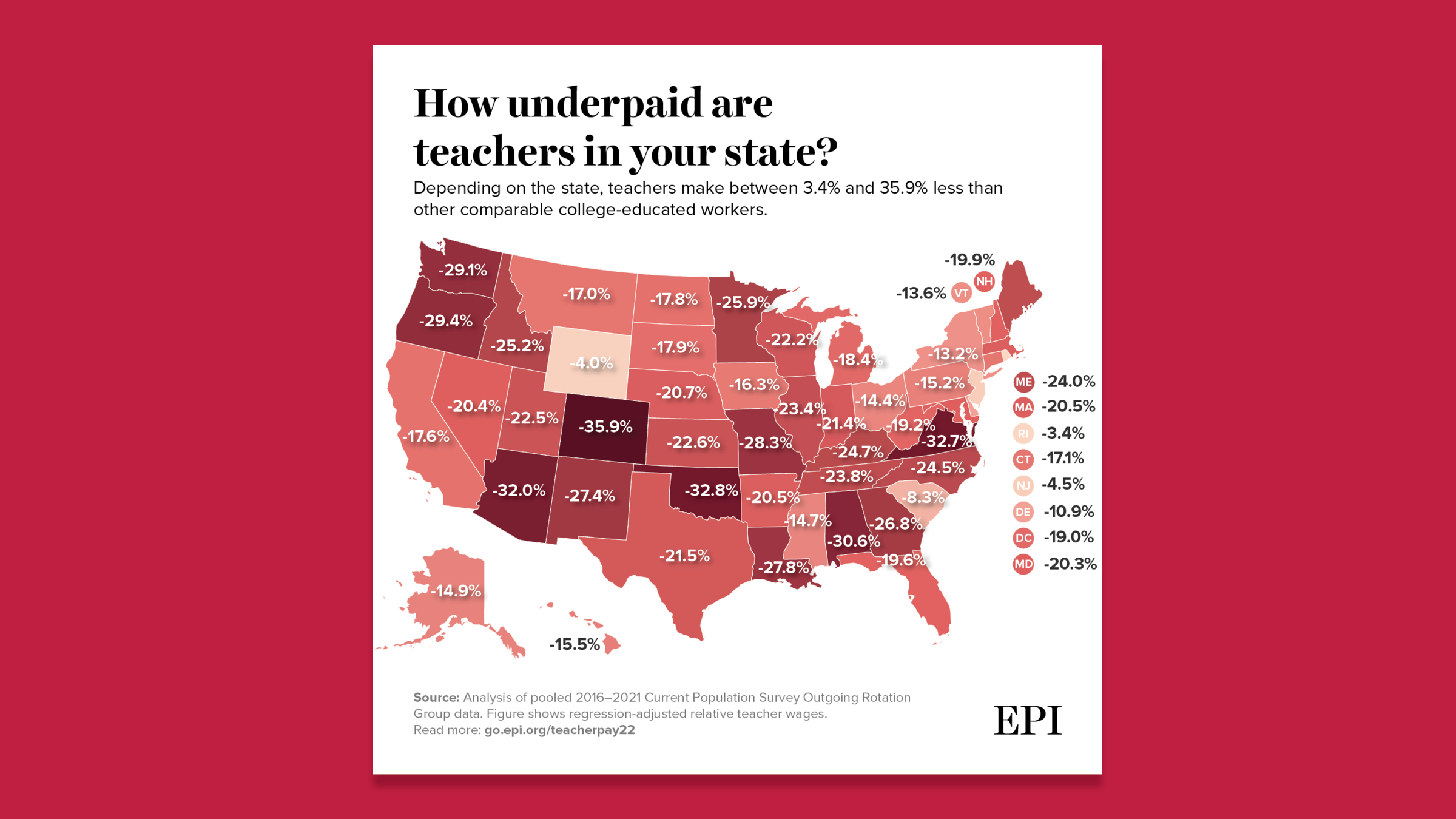 Teacher Underpayment Map